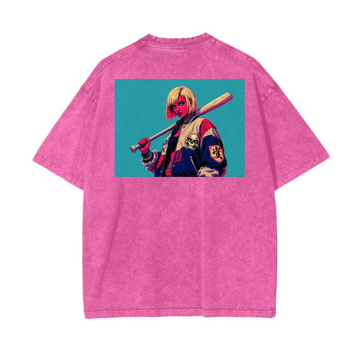 Acid Wash Oversize T-Shirt (Rose Red) – Attackletics