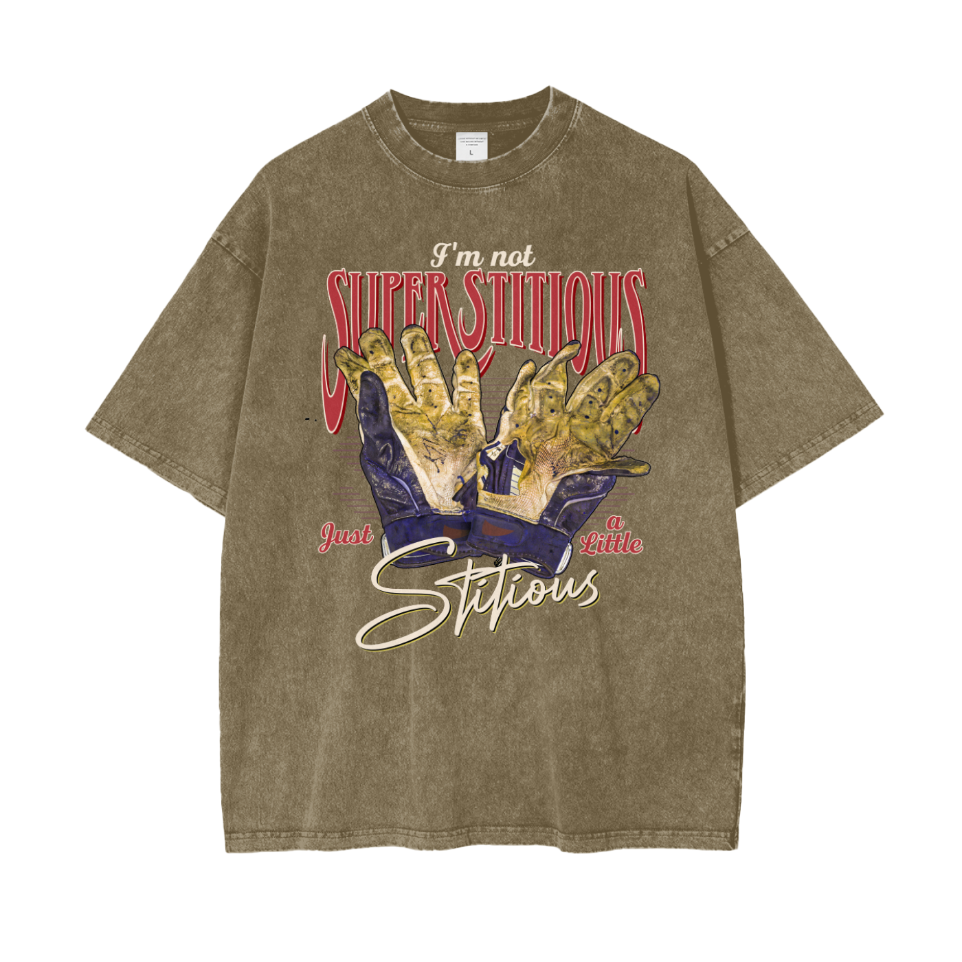 Baseball Superstitious - Oversize Washed T-Shirt