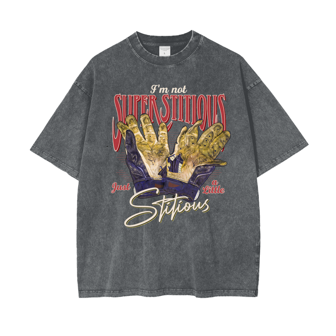 Baseball Superstitious - Oversize Washed T-Shirt