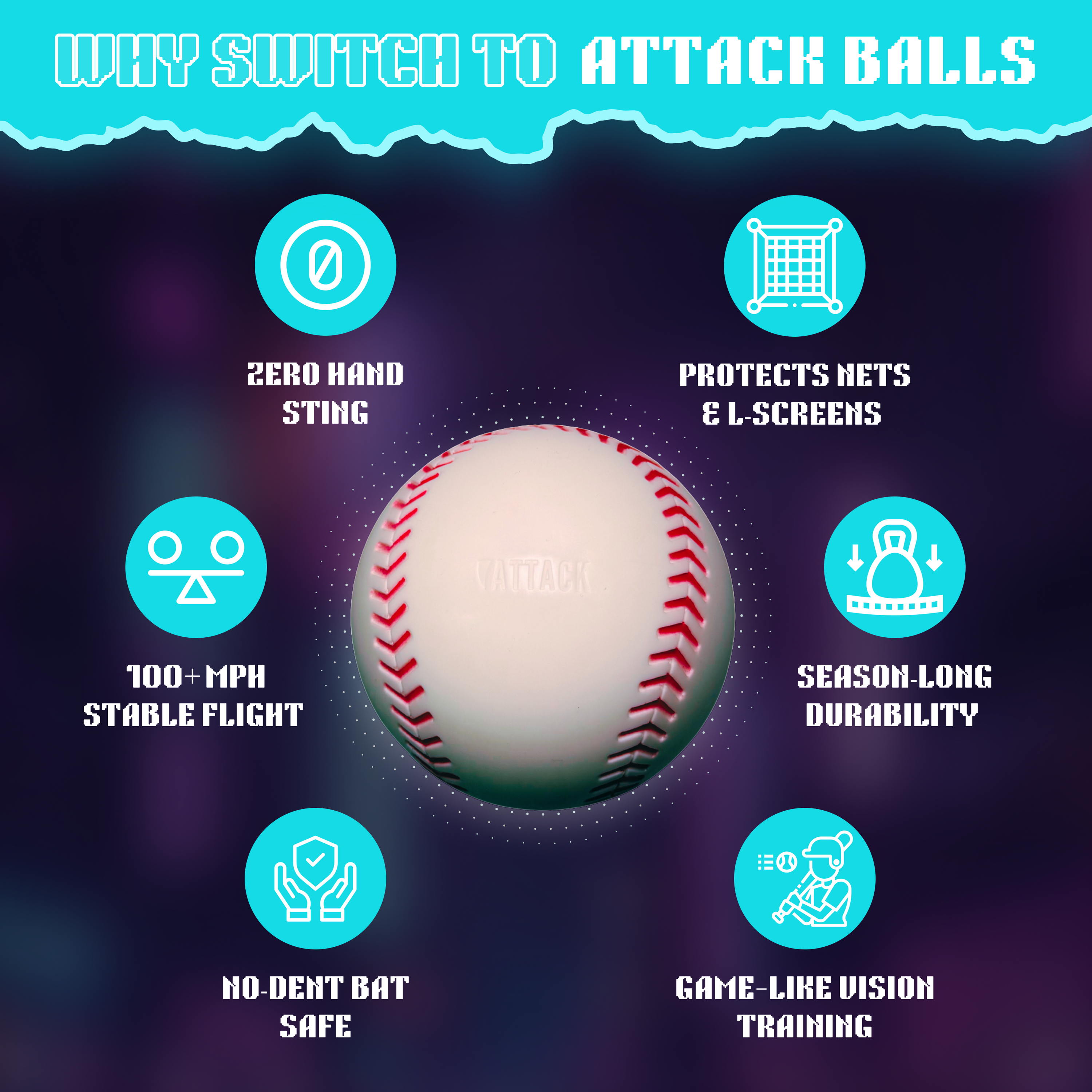 Attack Pitching  Machine Balls